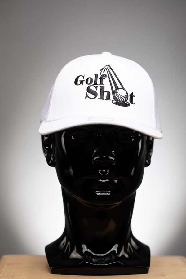 110 R Flex Trucker Mesh Hat Baseball Cap Richardson White With Black Full Logo 2 R-flex Trucker Mesh Golf Hat