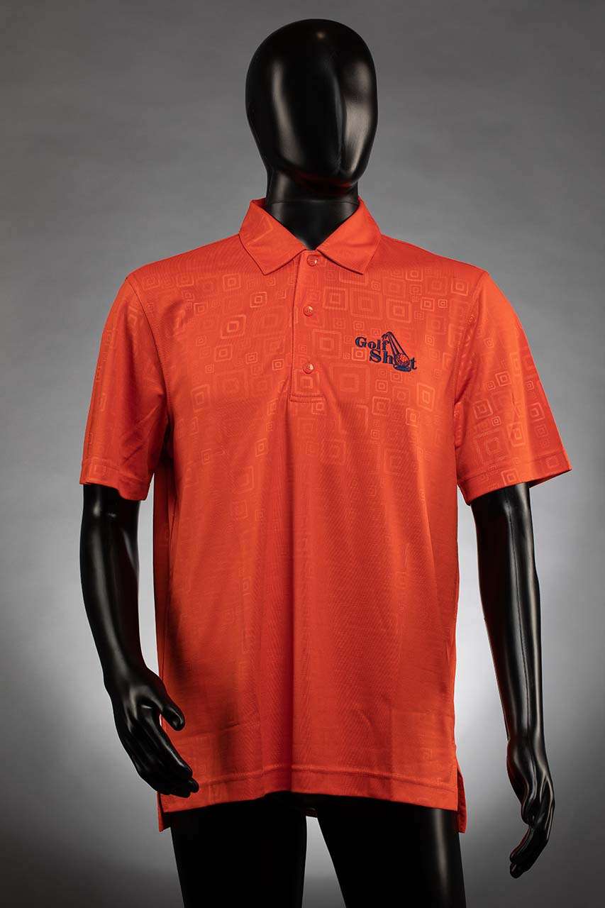 1217 Spice Polo With Navy Full Logo 2 Men's Hallow Emboss Texture Golf Polo Shirt