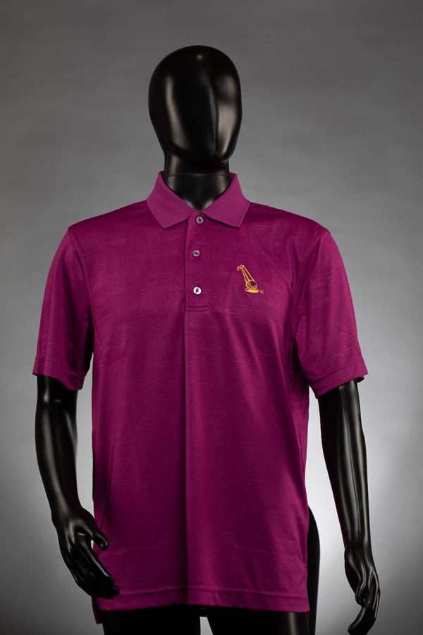 1278 Mulberry Polo With Gold Ball Logo Men's Dry Swing Emboss Pique Short Sleeve Golf Polo Shirt