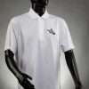 1279 White Polo With Black Full Logo Men’s Vanish Emboss Texture Polo Shirt