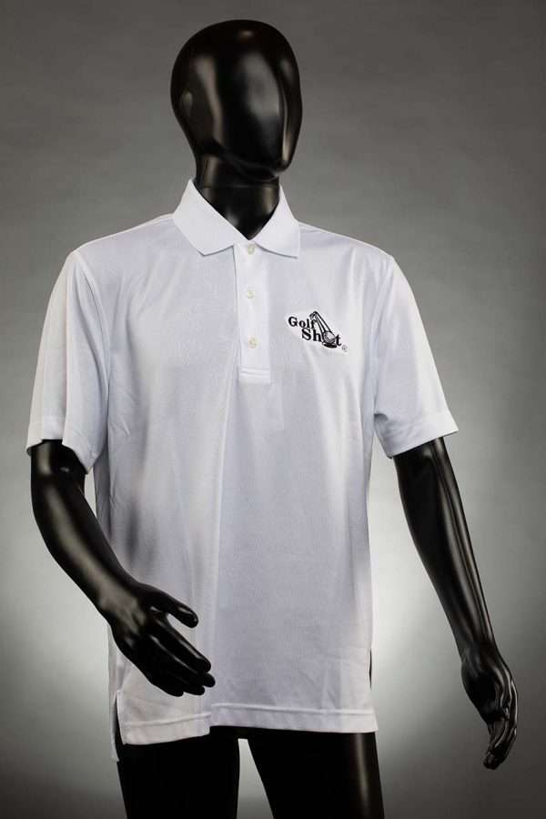 1279 White Polo With Black Full Logo Men’s Vanish Emboss Texture Polo Shirt