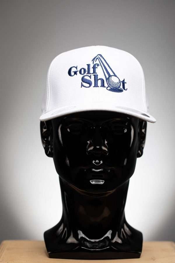 6572 Flexfit Hat Cool Dry Calocks Cap White With Navy Full Logo 2 Flexfit Hat Cool & Dry Calocks Cap