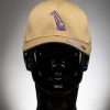 6777 Flexfit Hat Athletic Mesh Cap Gold With Purple Ball Logo Flexfit Hat Athletic Mesh Cap