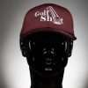 6777 Flexfit Hat Athletic Mesh Cap Maroon With White Full Logo Flexfit Hat Athletic Mesh Cap