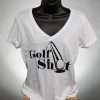 Ladies V Neck T Shirt White With Black Full Logo 5 Ladies T-Shirts