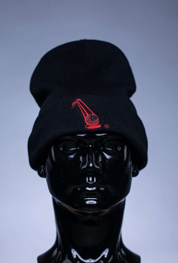 Beanies Black With Red Logo Scaled