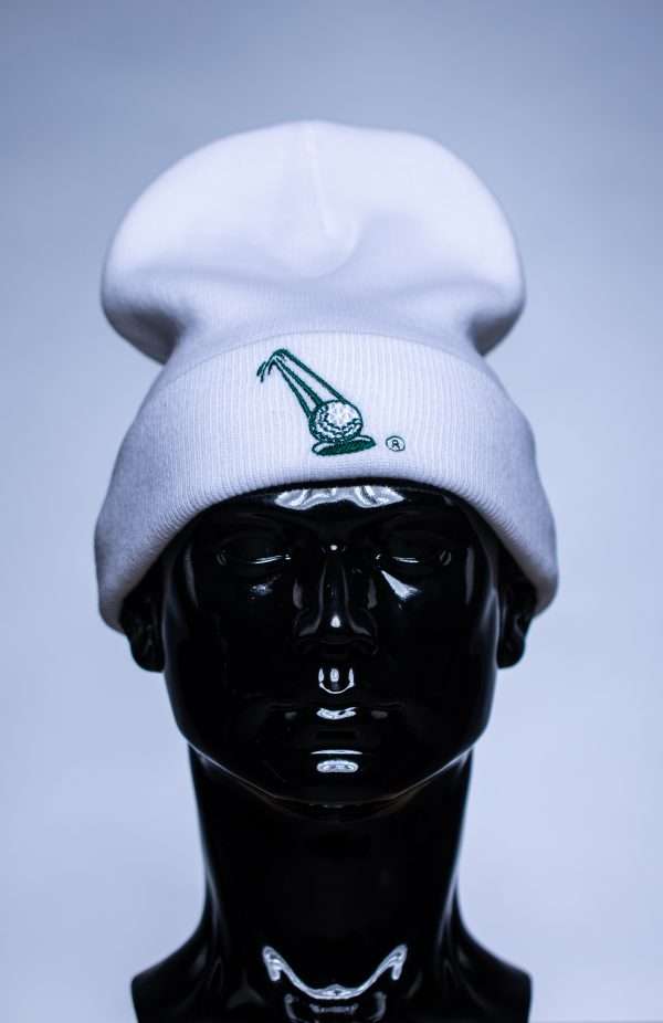 Beanies White With Hunter Green Logo Scaled