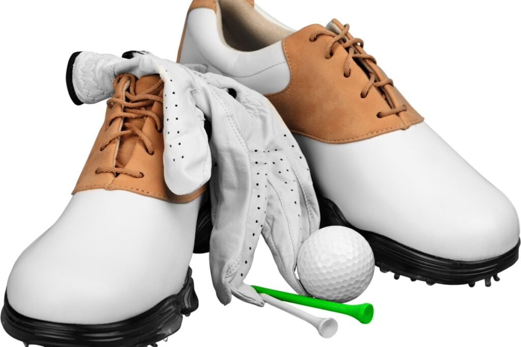 A pair of golf shoes for men.