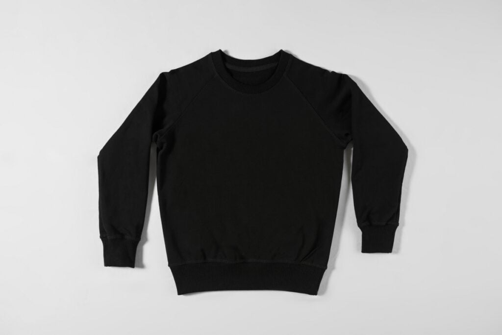 A black sweatshirt perfect for cold weather.